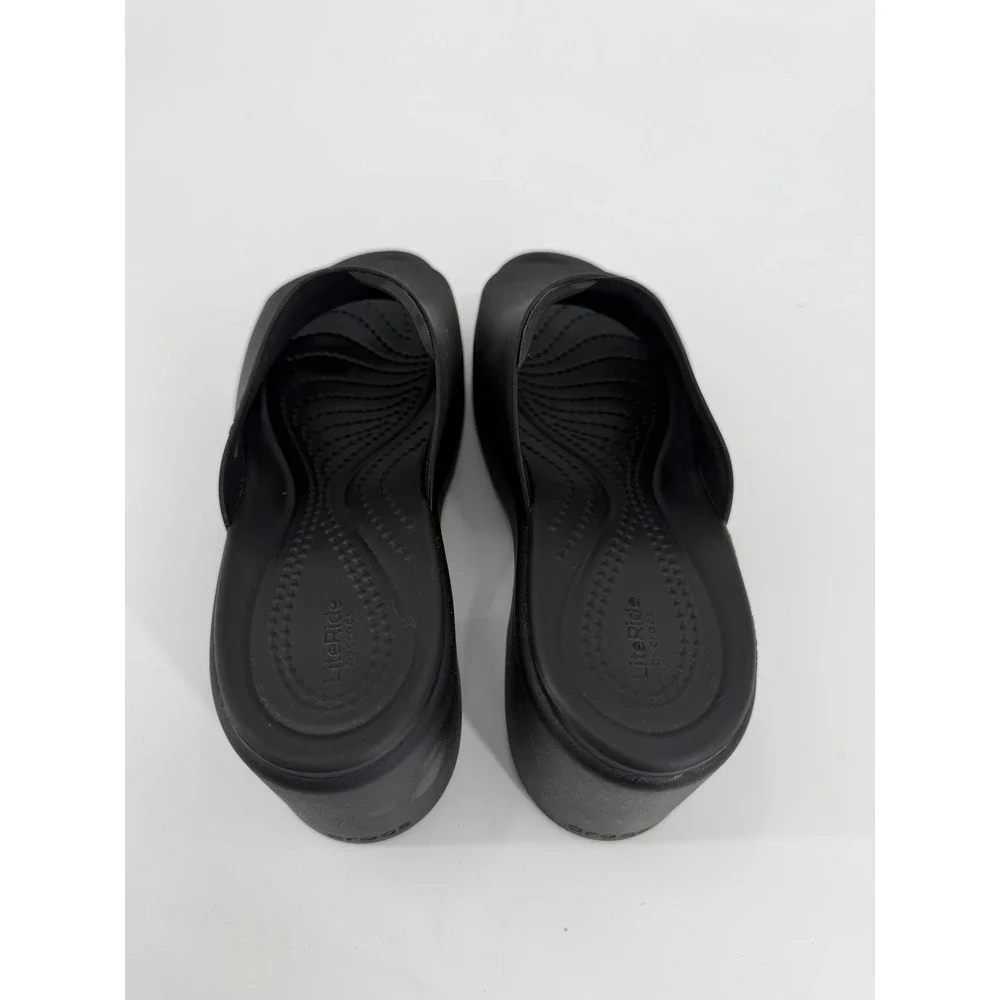 Crocs Brooklyn High Wedge Sandal Black Platform Mules Womens Size 6 206222-060